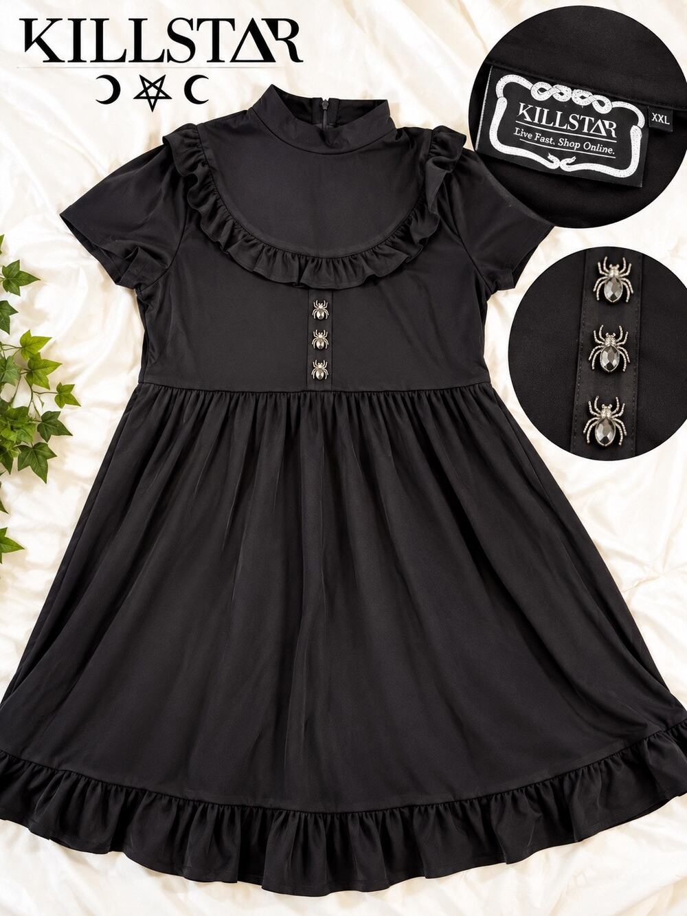 Killstar Potion Princess Dress XXL Black Spider Buttons Gothic Ruffle Goth